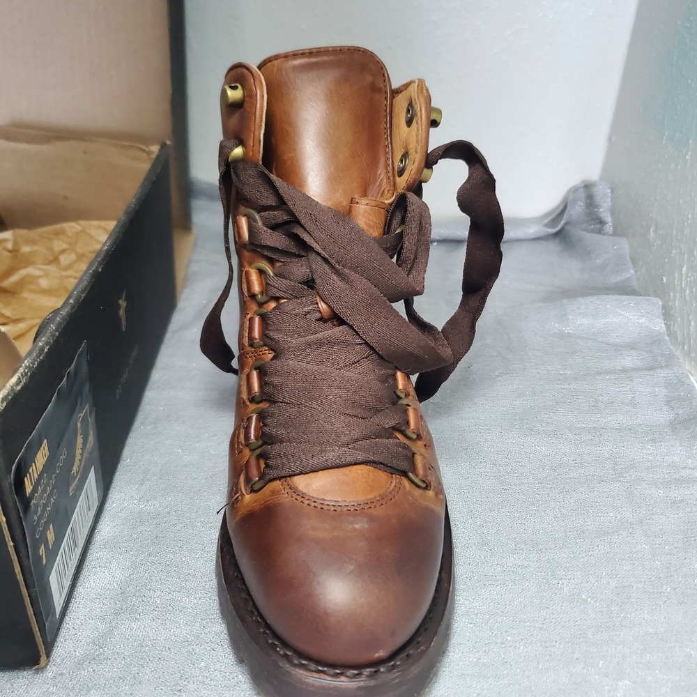 FRYE Alta Hiker Boot Cognac Leather Lace Up Chunky Heel Ankle W7
Utility NIB NEW - Picture 5 of 12